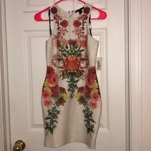 Floral Cream Bandage Dress